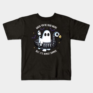 When You’re Dead Inside Ghost Flamingo Floatie Kids T-Shirt